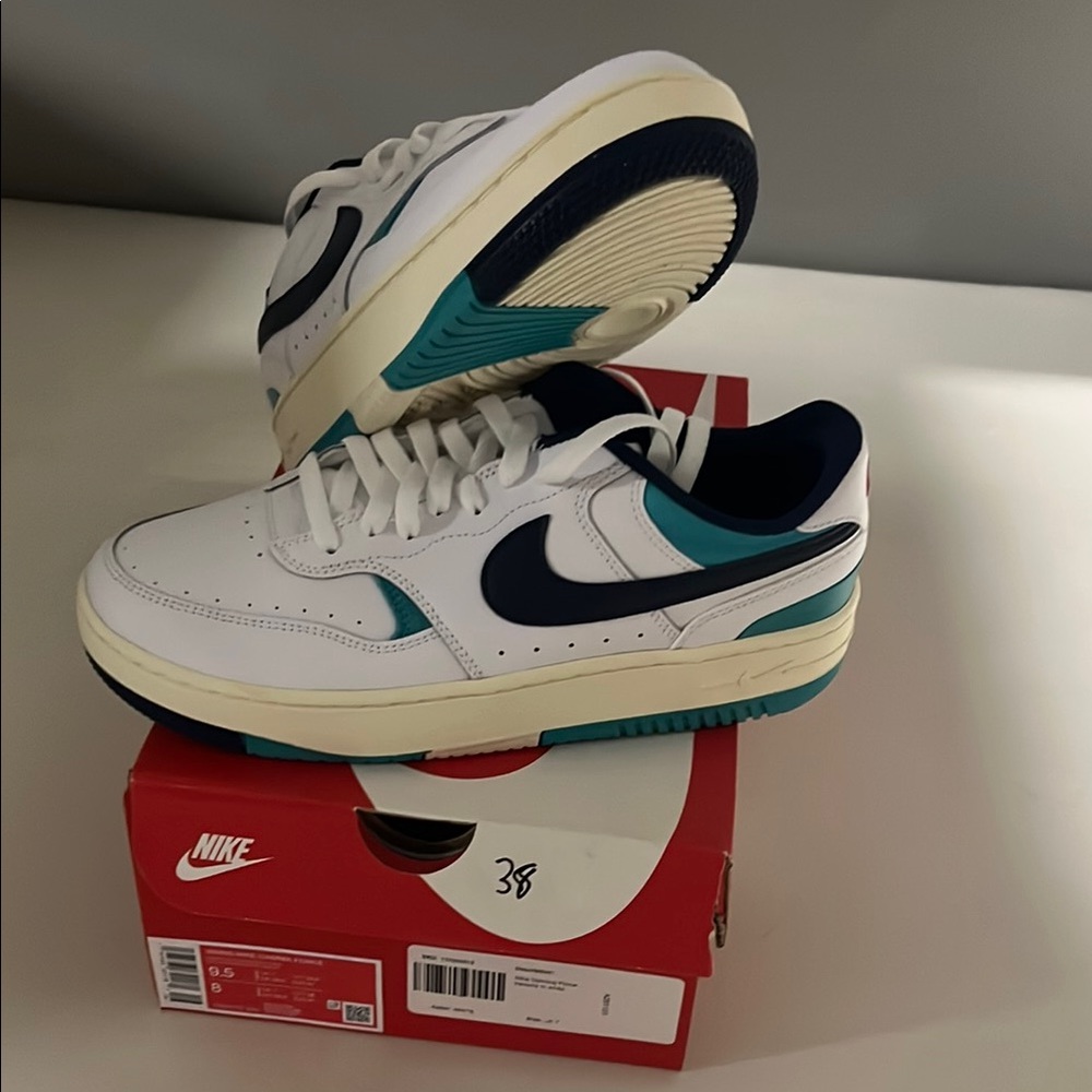 Nike Gamma Force White/Teal with Navy Swoosh